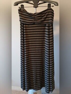GAP Stripe Foldover Maxi Skirt  Black & Grey Size L